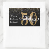 グリッター&スクリプト50と素晴らしいハッピーバースデー 長方形シール (バッグ)