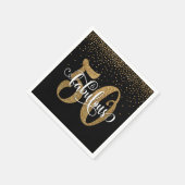 グリッター&スクリプト50と素晴らしいブラック誕生日 スタンダードカクテルナプキン (角)