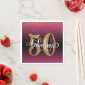 グリッター&スクリプト50と素晴らしいホットピンク誕生日 スタンダードカクテルナプキン (インサイチュ)