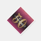 グリッター&スクリプト50と素晴らしいホットピンク誕生日 スタンダードカクテルナプキン (角)