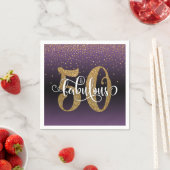 グリッター&スクリプト50と素晴らしい紫色のブラックグラデーション スタンダードカクテルナプキン (インサイチュ)