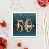 グリッター+スクリプト50と素晴らしい、ティール（緑がかった色）とブラックグラデーション スタンダードカクテルナプキン (インサイチュ)