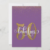 グリッター&スクリプト50とFabulous on Purple,誕生日 招待状 (裏面)