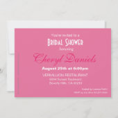 グリッター スティレット ゼブラ ブライダル シャワー ピンク シルバー 招待状 (裏面)