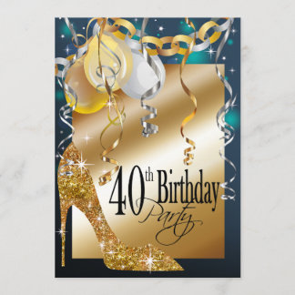 グリッター スティレット バルーン 21歳の誕生日 ティール 招待状