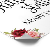 グリッター ステーション サイン マルサラ フローラル ブライダル シャワー (角)