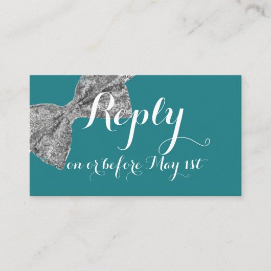 グリッター スパークル ボウ RSVP カード (正面)