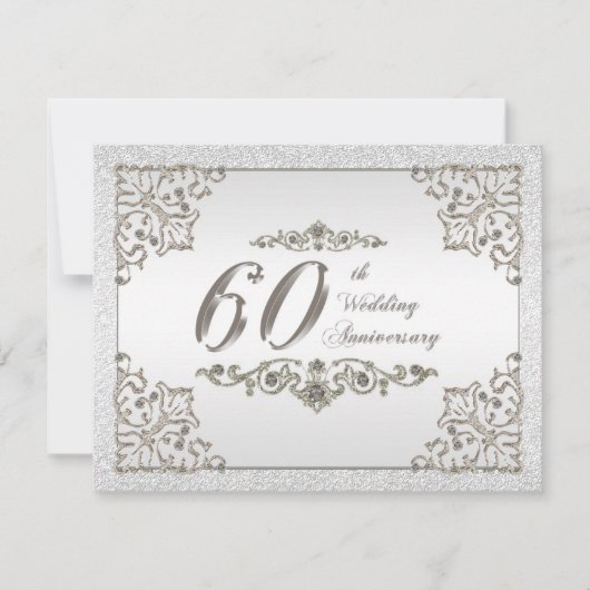 グリッター ダイヤモンド 60周年 結婚記念日 招待状 (正面)