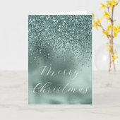 グリッター ティール  アクア パイン グリーン グリッツィー カード (黄色い花)