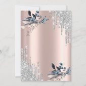 グリッター ドリップス、ウィンター フラワーズ 75歳の誕生日 招待状 (裏面)