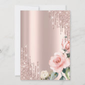 グリッター ドリップス ウォーターカラー ローゼス 30歳の誕生日 招待状 (裏面)