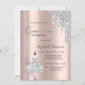 グリッター ドリップス、エッフェル塔のバレリーナ キンセアニェラ 招待状 (正面)