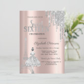 グリッター ドリップス、エiffel塔 バレリーナ スイート16 招待状 (スタンド正面)