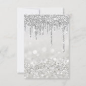 グリッター ドリップス シルバー グレー ブライダル スイート 16 招待状 (裏面)