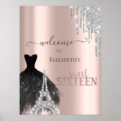 グリッター ドリップス、ドレス、エッフェル タワー スウィート 16 ポスター (正面)