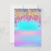 グリッター ドリップス ブライズ シャワー スウィート 16歳の誕生日 ホログラム 招待状 (裏面)