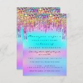 グリッター ドリップス ブライズ シャワー スウィート 16歳の誕生日 ホログラム 招待状 (正面/裏面)