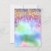 グリッター ドリップス ローズ ブライダル 16th レインボー ホログラフィック 招待状 (裏面)