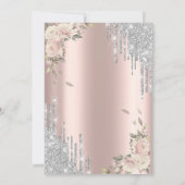 グリッター ドリップス、ローズ、 ローズゴールド ウェディング アニバーサリー 招待状 (裏面)