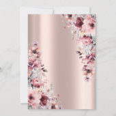 グリッター ドリップ ローズゴールド ピンク フローラル 100th 招待状 (裏面)