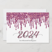 グリッター ドリップ ローズ ピンク 卒業写真 招待状 (裏面)