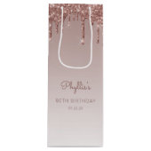 グリッター ドリップ 80歳誕生日 ローズゴールド ワインギフトバッグ (正面)