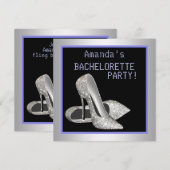 グリッター ハイ ヒール パープル ブライズメイド パーティー 招待状 (正面/裏面)