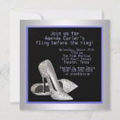 グリッター ハイ ヒール パープル ブライズメイド パーティー 招待状 (裏面)