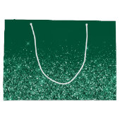 グリッター ハンター グリーン かわいい リボン シグネチャー 名前 ラージペーパーバッグ (裏面)