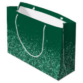 グリッター ハンター グリーン かわいい リボン シグネチャー 名前 ラージペーパーバッグ (裏面アングル)