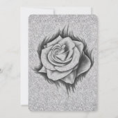 グリッター、バラ、ダイヤモンド&ボウ結婚式招待状 招待状 (裏面)