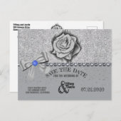 グリッター、バラ、ダイヤモンド&ボーデイトカードを保存 案内ポストカード (正面/裏面)