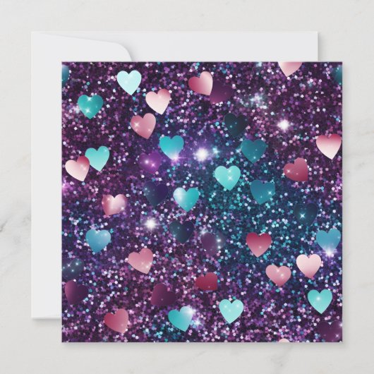 グリッター バレンタインデー ハート コラージュ シーズンカード (正面)