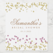 グリッター パーティー ローズとゴールドのブライダル シャワー ワインラベル (シングルラベル)