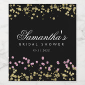 グリッター パーティー ローズとゴールドのブライダル シャワー ワインラベル (シングルラベル)