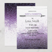 グリッター パープル スウィート16 / コクテール パーティー ご招待 招待状 (正面/裏面)
