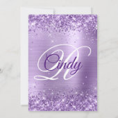 グリッター パープル ホイル サプライズ 50歳の誕生日 招待状 (裏面)