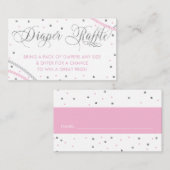 グリッター&パールおむつラッフルチケットピンクグレー 名刺 (正面/裏面)