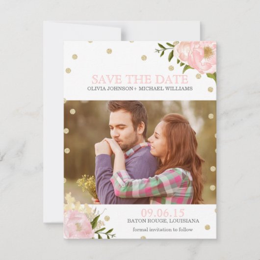 グリッター ピオニー セーブ・ザ・デート アナウンスメント (正面)