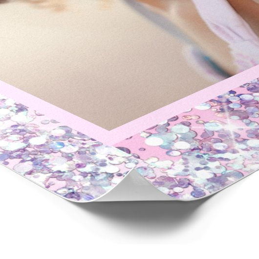 グリッター ピンク スウィート16 バースデーパーティ ポスター (角)