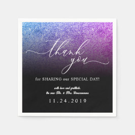 グリッター ピンク ティール ミニマリスト デコ ウェディング スタンダードカクテルナプキン