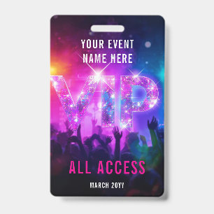 グリッター ピンク ディスコ VIPコンサート オールアクセス イベント バッジ