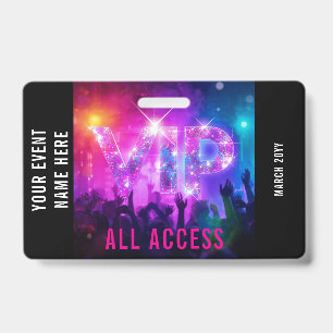 グリッター ピンク ディスコ VIPコンサート オールアクセス イベント バッジ
