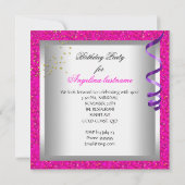 グリッター ピンク パープル グラマラス ナイト マルティーニ パーティー 招待状 (裏面)