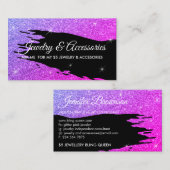 グリッター ピンク ルミナス 5ドル ジュエリー 名刺 (正面/裏面)