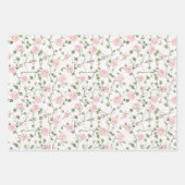 グリッター ピンク レッド ローズ 花の ブライダル シャワー ラッピングペーパーシート (正面)