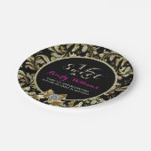 グリッター&フェイク金ゴールドレースオンブラックスウィート16 2 ペーパープレート (アングル)