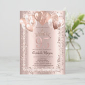 グリッター フレーム,クラウン,風船 95歳の誕生日 招待状 (スタンド正面)