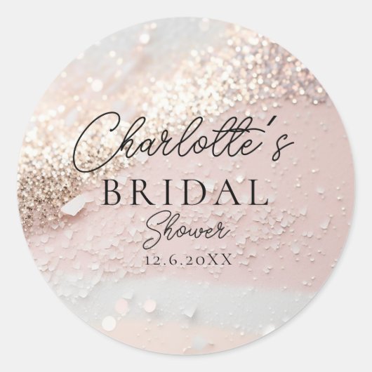 グリッター ブライダル シャワー ラウンドシール (正面)