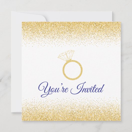 グリッター、ブルー王室のブライダルシャワー招待状 招待状 (裏面)